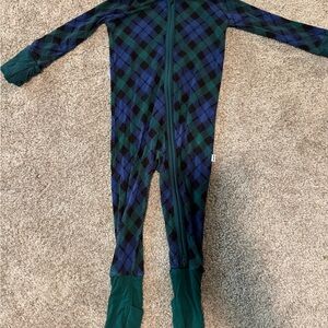 Emerald Plaid Little Sleepies Zippy